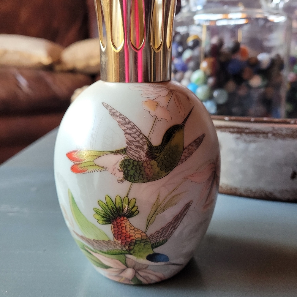 Limoge Hummingbird Oil Lamp Vintage
